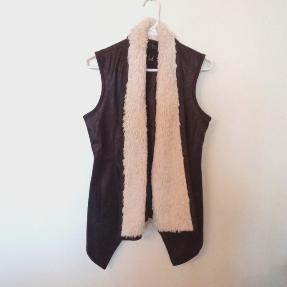 Jack Women's Faux Leather Vest with Faux Shearling Collar